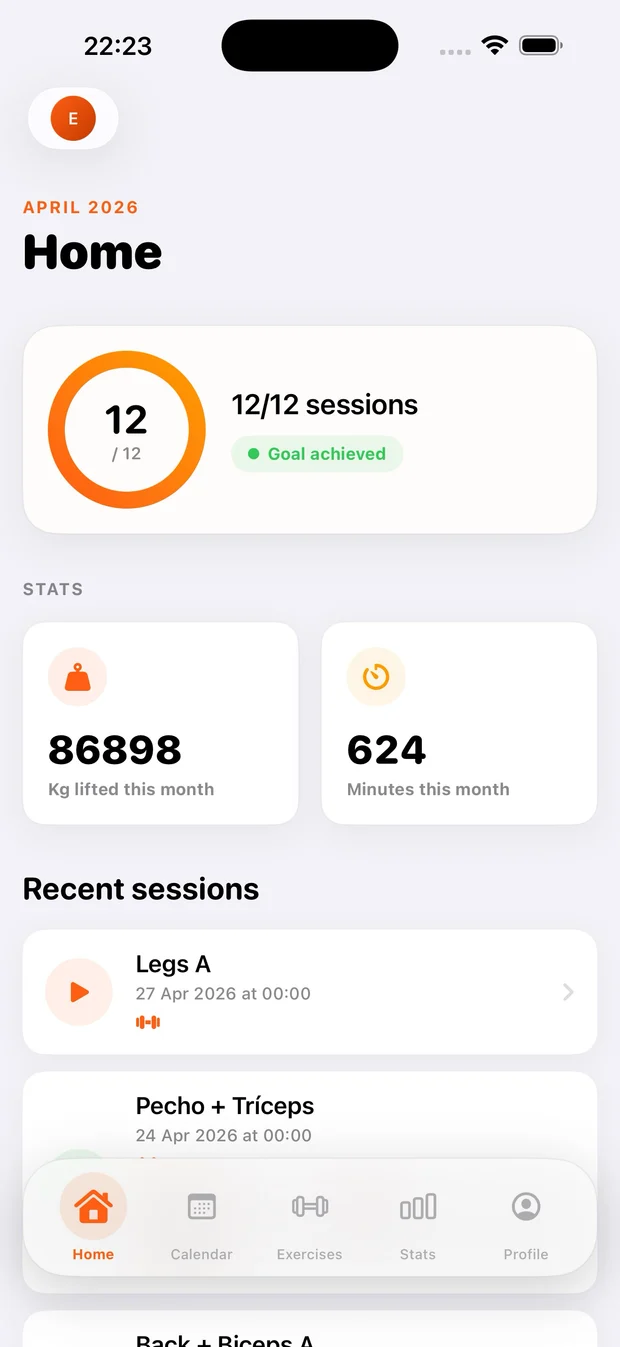 Surge: seguimiento de sesiones y estadísticas de entrenamiento